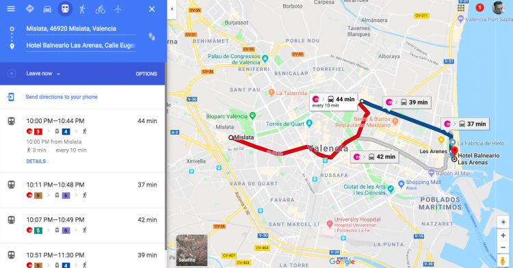 Metro Across Valencia is 40 minutes