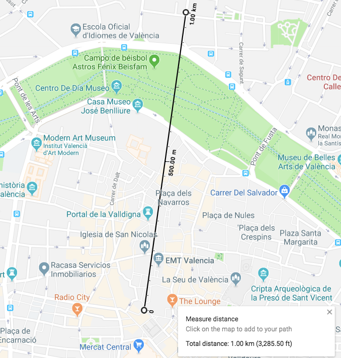 Distance from Valencia central market to La Zaidia