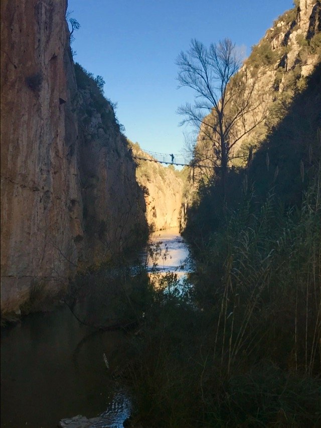 The hanging bridge over the Ruta de los Calderones