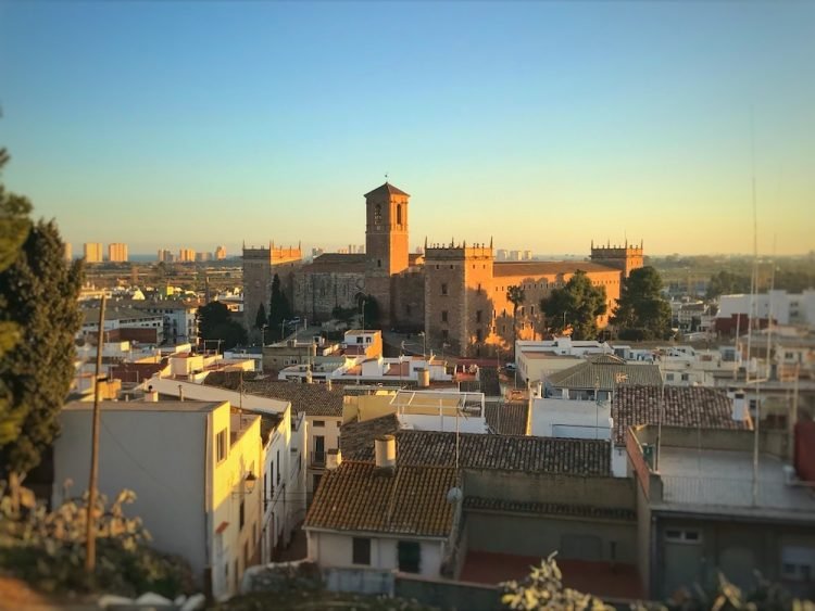 El Puig Monastery with the sea in the background
